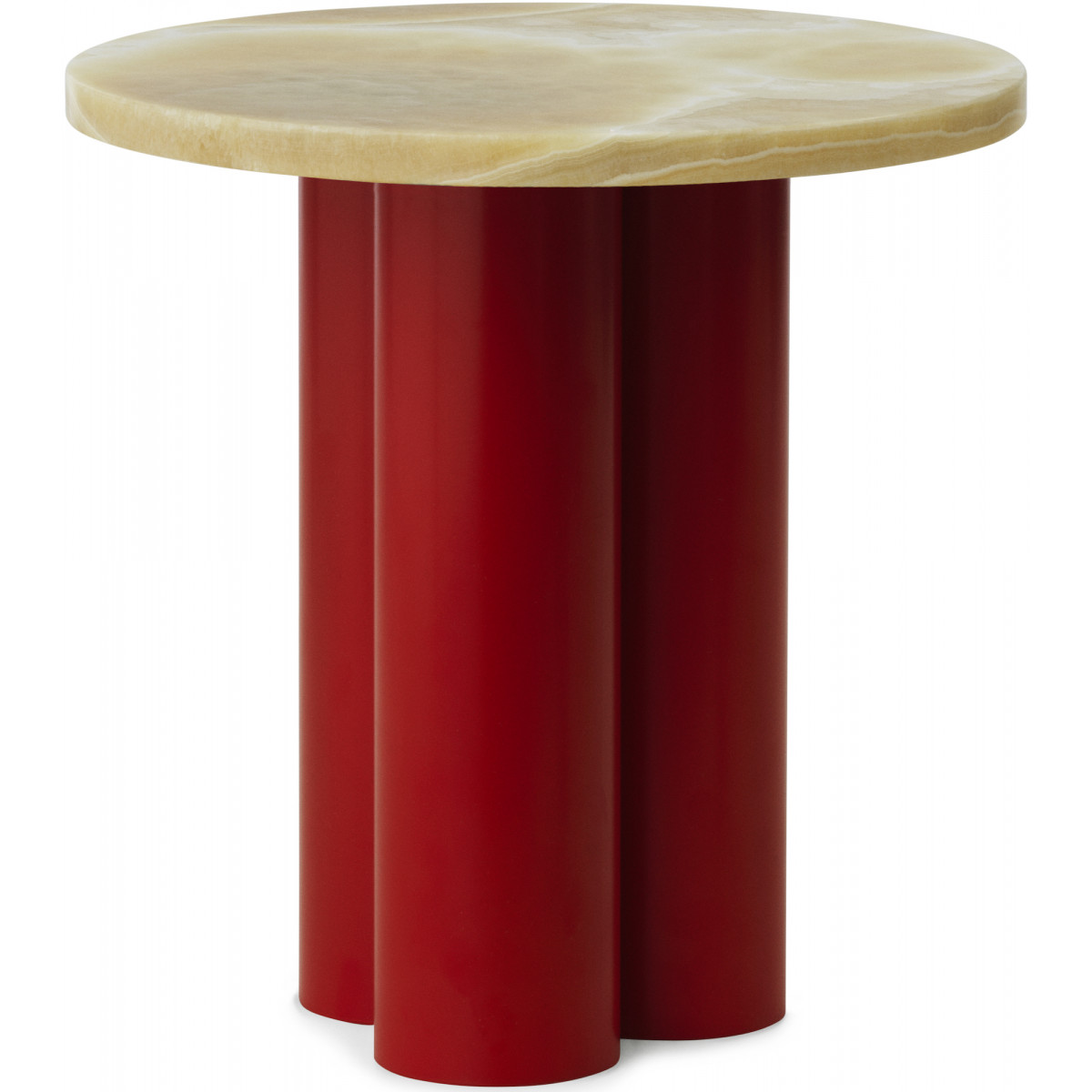 Dit Table – Bright Red Frame + Honey Onyx Tabletop