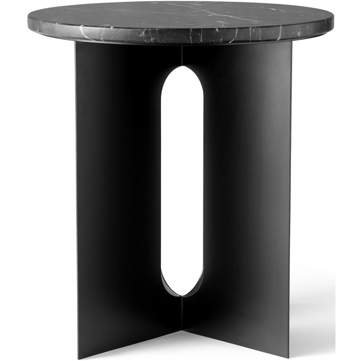 Table d'appoint Androgyne – Acier noir + Plateau marbre Nero Marquina