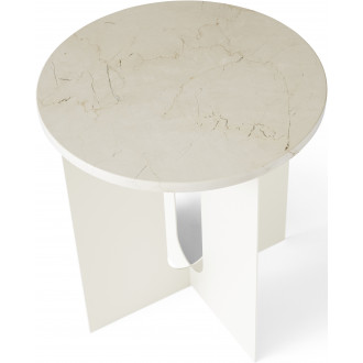 Table d'appoint Androgyne – Acier ivoire + Plateau marbre Crystal Rose