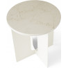 Androgyne side table – ivory steel + Crystal Rose marble tabletop