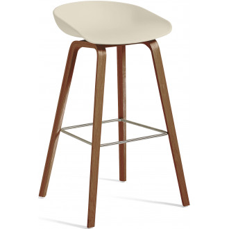 AAS32 Bar stool Melange Cream shell + Walnut base