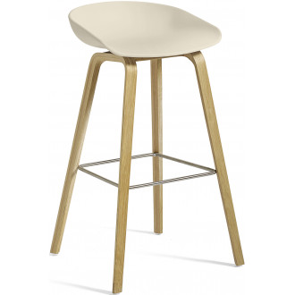 AAS32 Bar stool Melange Cream shell + Oak base