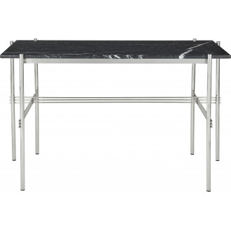 TS Desk – Nero Marquina Marble + Polished steel base