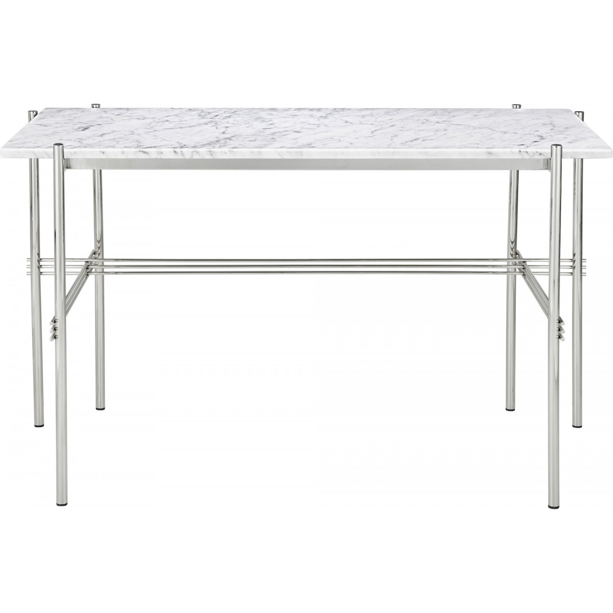 TS Desk – Bianca Carrara Marble + Polished steel base