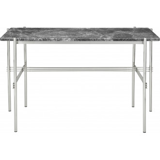 TS Desk – Grey Emperador Marble + Polished steel base