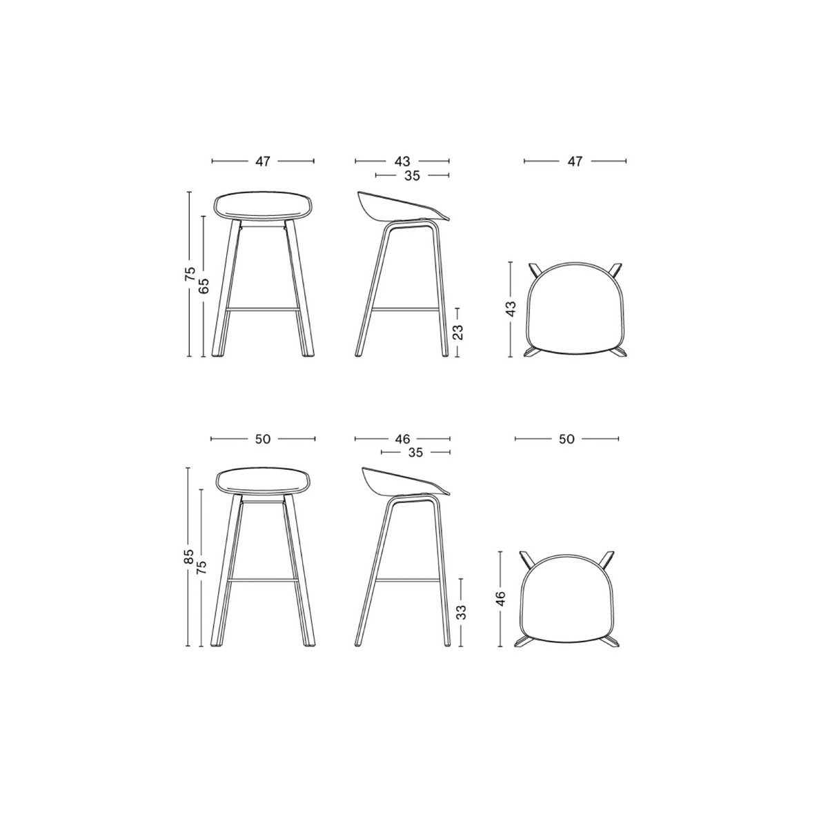 AAS32 Bar stool – Front upholstered
