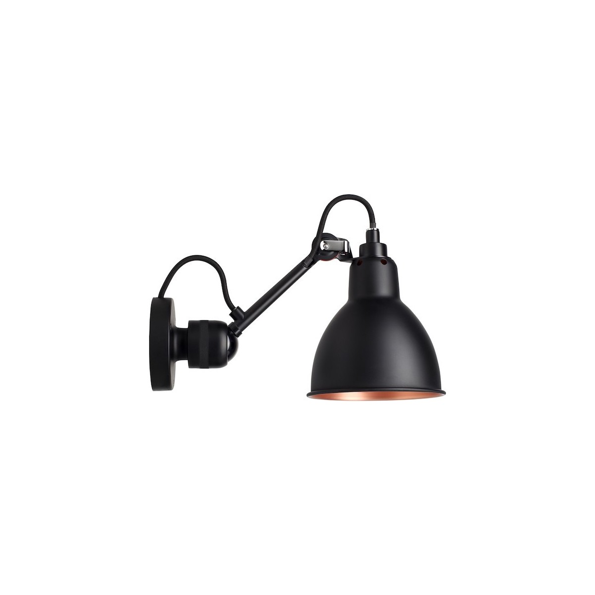 black / round black, copper inside - Gras 304 - wall lamp