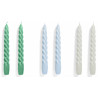 Twist candles set of 6 - green light, blue light and grey