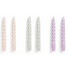 Twist candles set of 6 - light rose, light grey and lilac