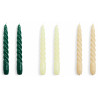 Twist candles set of 6 - green, citrus and beige