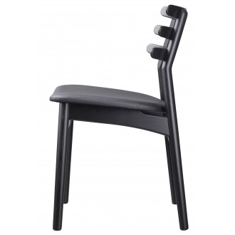 black leather/black painted oak - J48 chair