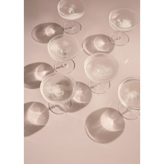 2 x Champagne saucers Ripple clear