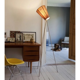 Oslo Wood floor lamp - beige lampshade - gold legs