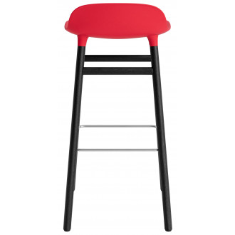 Form Barstool, wood legs – Bright red + Black lacquered oak