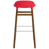 Form Barstool, wood legs – Bright red + Walnut