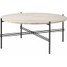Ø80xH35cm - neutral white travertine - black base - TS outdoor coffee table
