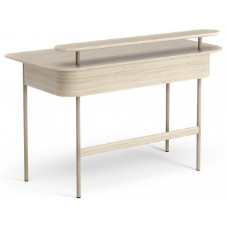 Luna desk - white lacquered oak with shelf