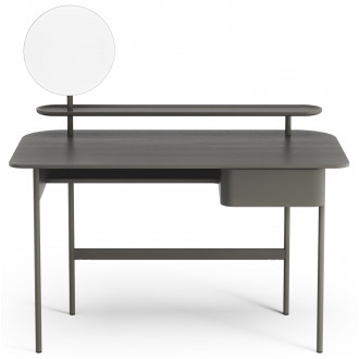 Luna desk with drawer - hurricane grey oak with shelf and mirror