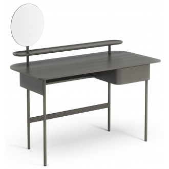 Luna desk with drawer - hurricane grey oak with shelf and mirror