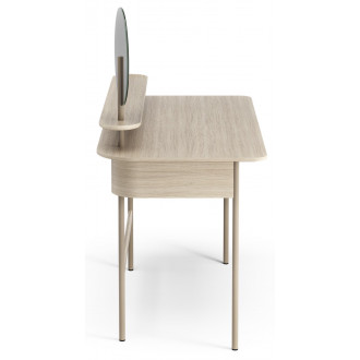 Luna desk with drawer - white lacquered oak with shelf and mirror