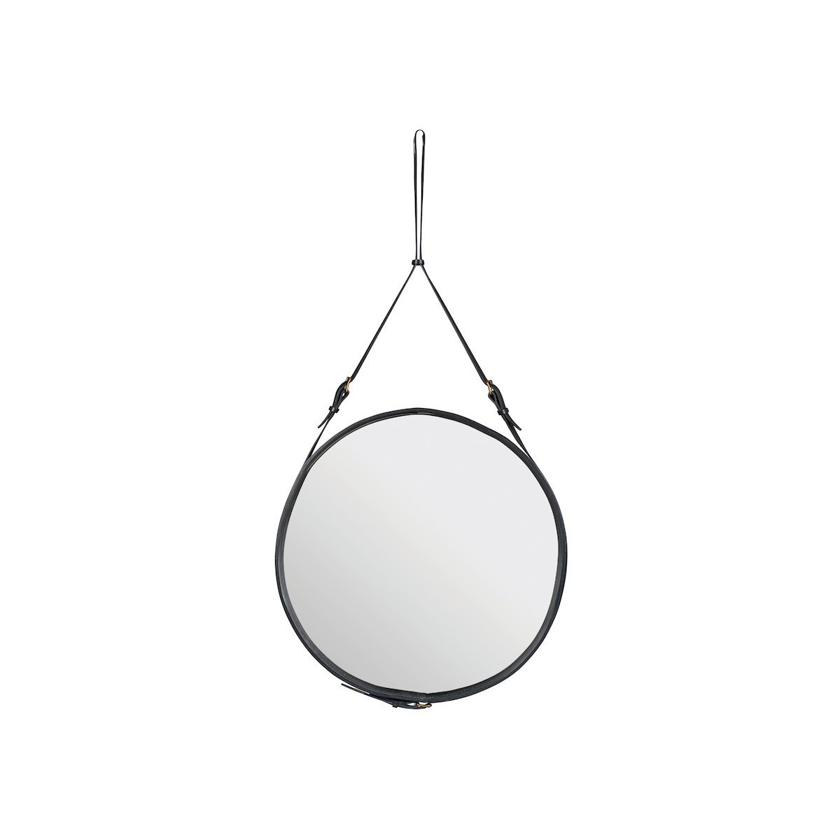 ø45cm - Cuir Noir - miroir circulaire Adnet