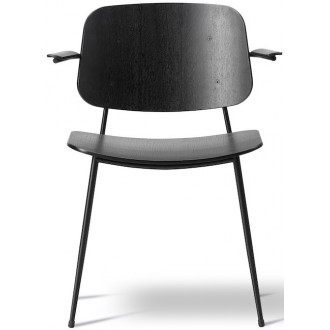 black lacquered oak + black steel - 3070 Søborg chair
