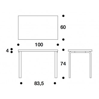 100x60cm - white 80B table