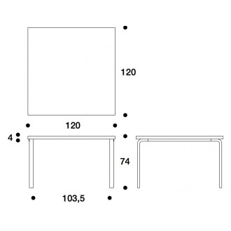 120x120cm - white 84 table