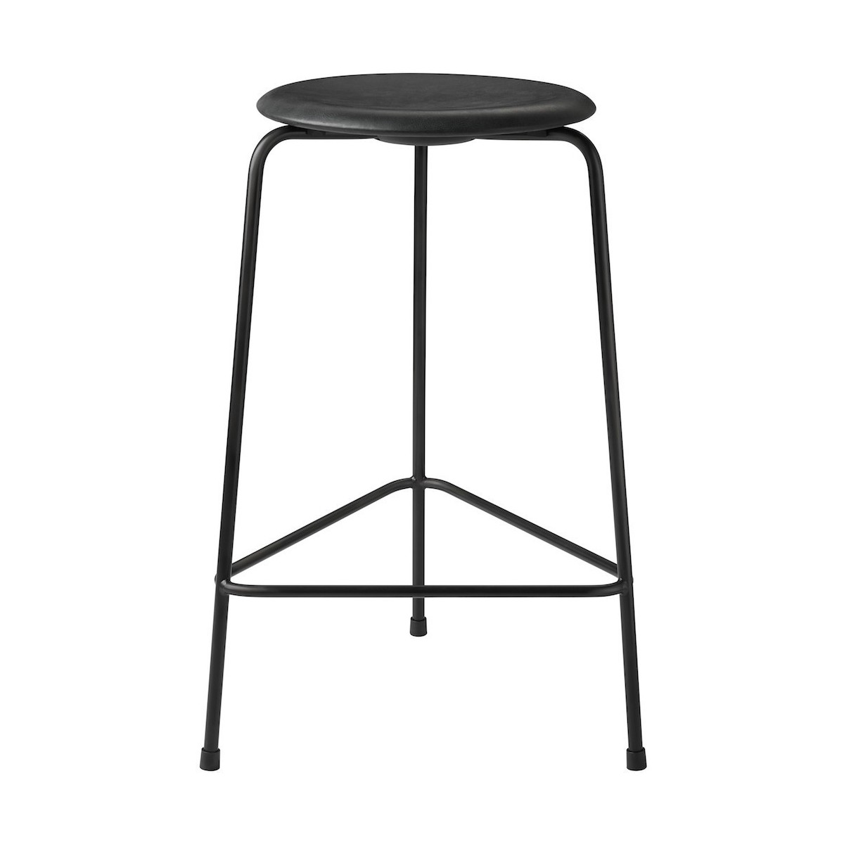 High Dot counter stool, 3 legs – Black Intense leather / Matt Black