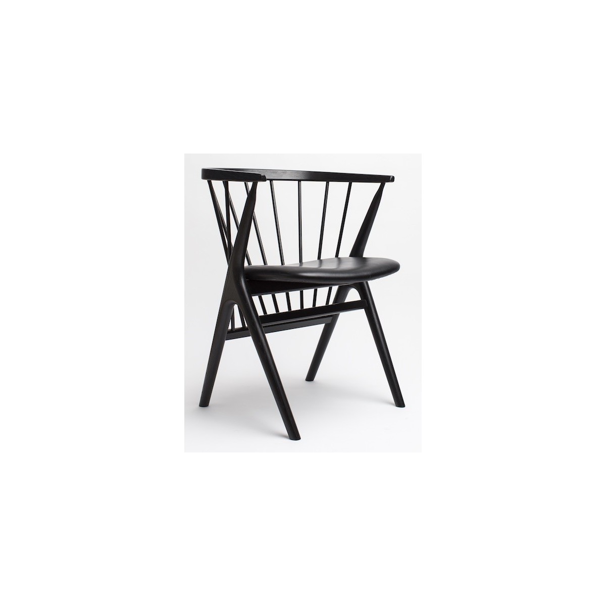 cuir Victory noir Sørensen + chêne noir - chaise 8 Sibast