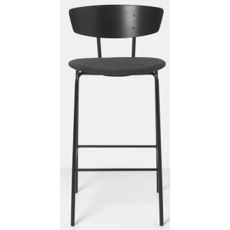 H64cm - black / dark grey - Herman bar stool upholstered