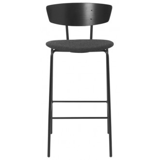 H64cm - black / dark grey - Herman bar stool upholstered
