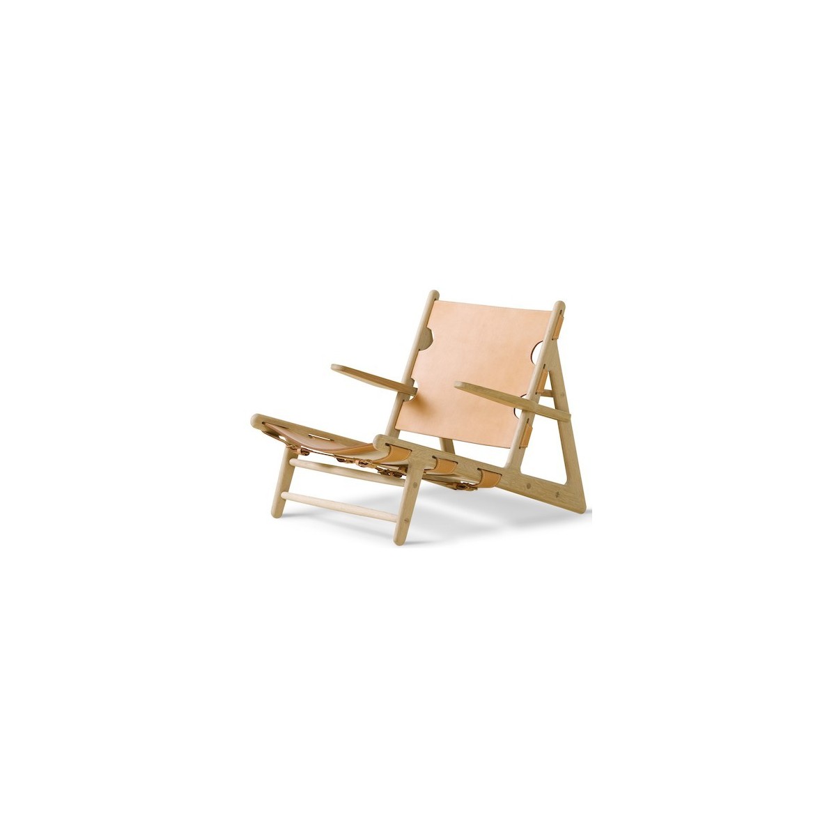 chêne savonné + cuir de selle naturel - Hunting chair