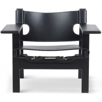 black leather + black oak - Spanish chair