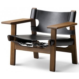 black leather + smoked oak - Spanish chair