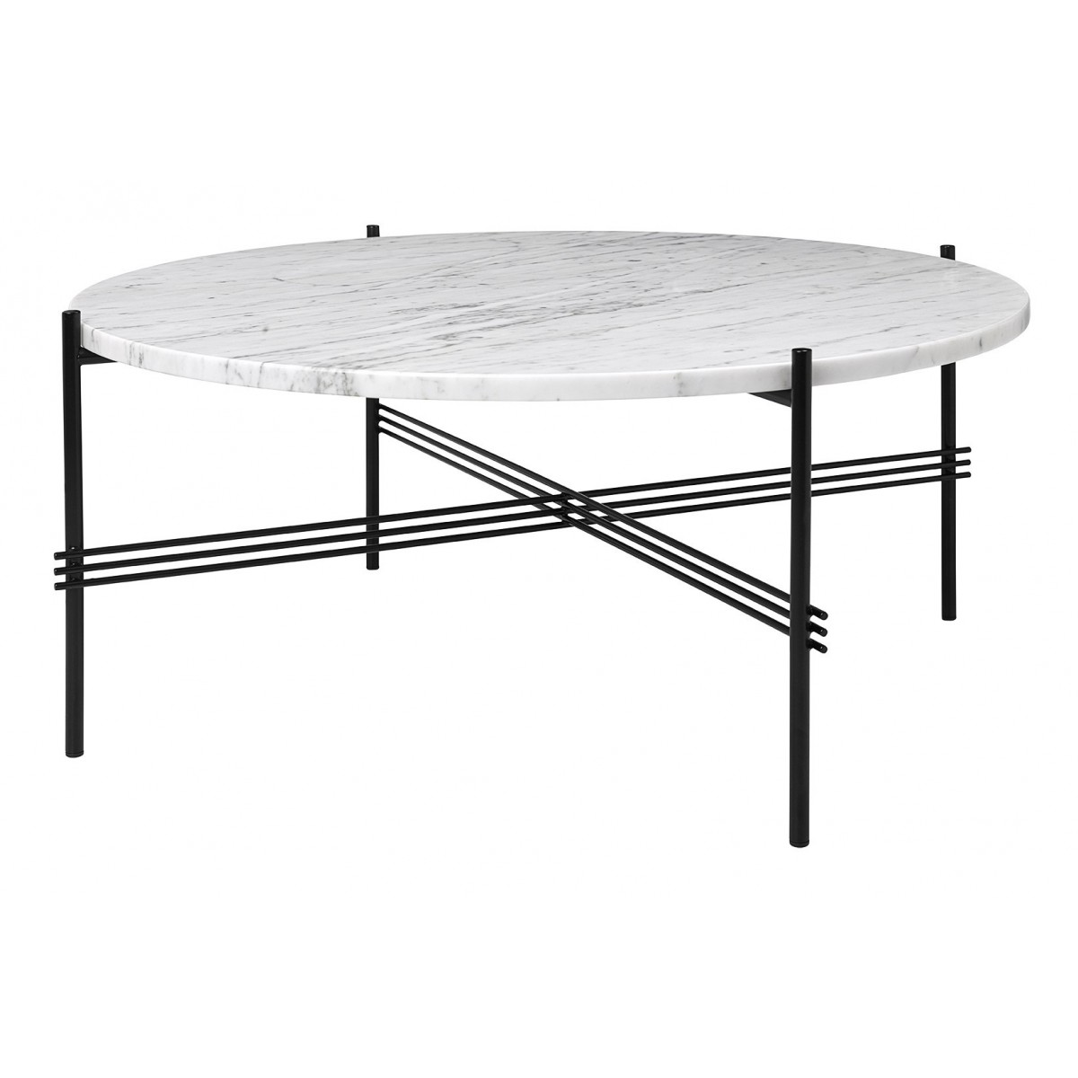 Ø80xH35cm - marbre blanc - base noire - table ronde TS*