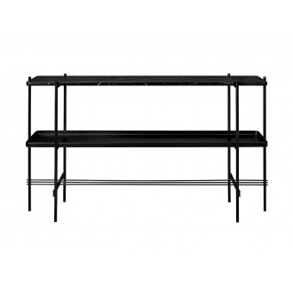 black marble and black metal tray - black base - TS rectangular console