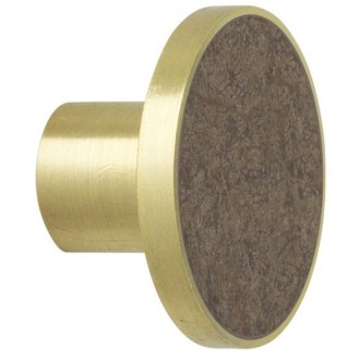 SOLD OUT - L - brass/stone hook -  brown marble