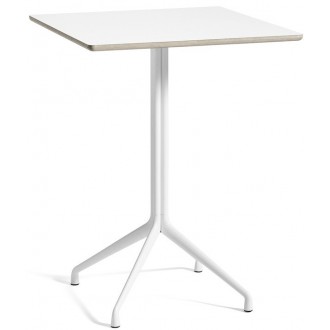 stratifié blanc + pieds acier blanc - Carrée - About a table AAT15