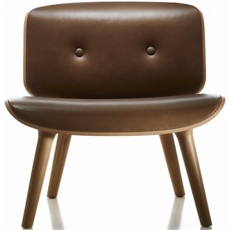 SOLD OUT brown Arredo leather / cinnamon oak - Nut lounge chair