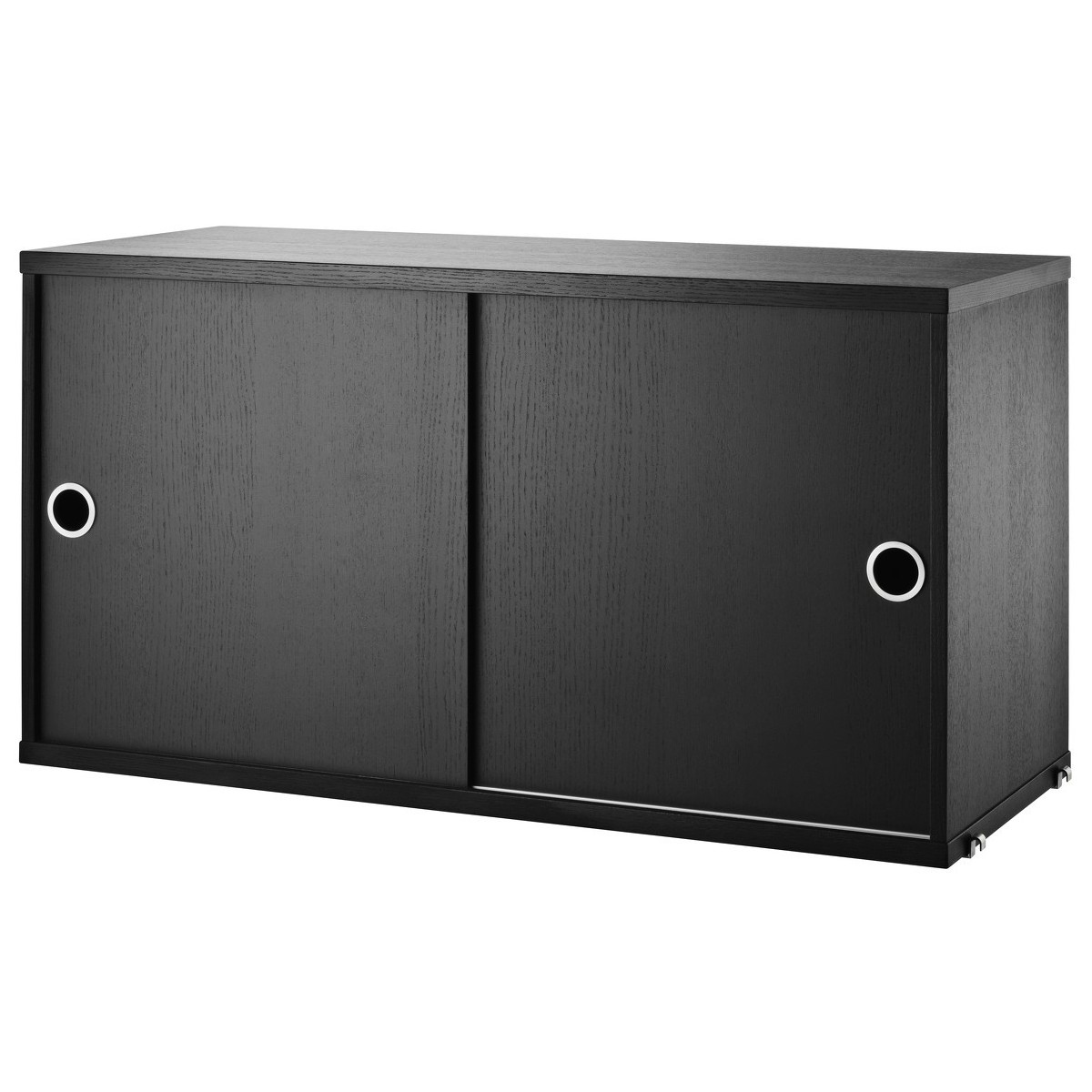 Cabinet portes coulissantes - frêne teinté noir - L78xP30xH42 cm