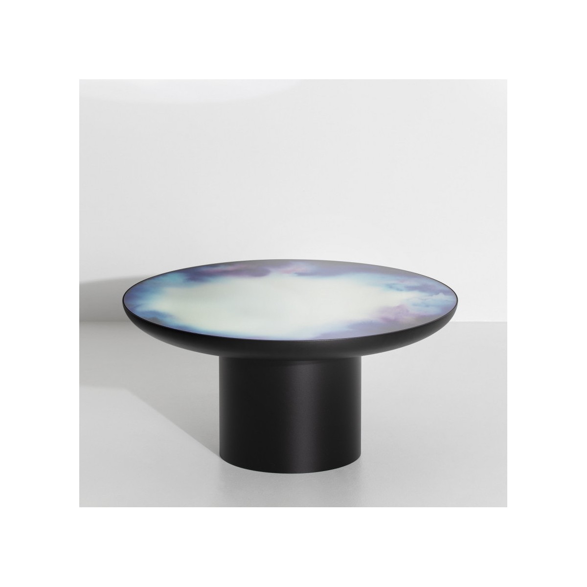 Francis coffee table - black and blue-purple aquarelle - large