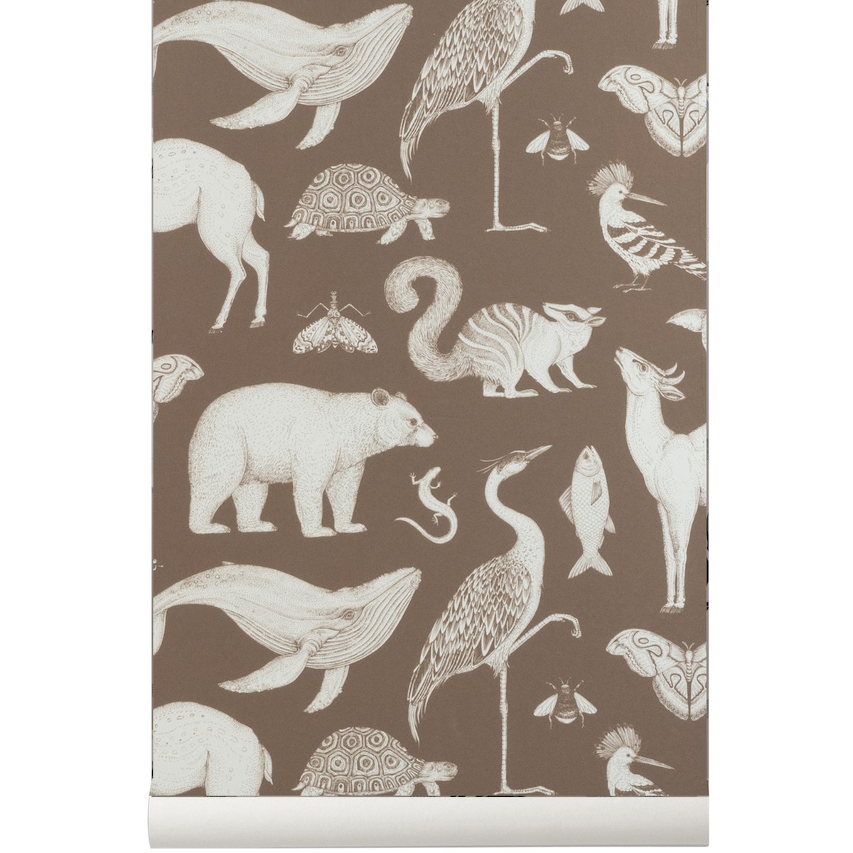 SOLD OUT toffee brown - Animals Wallpaper - Katie Scott