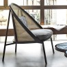 Loïe lounge chair - black lacquered ash, Skye fabric colour 751, woven cane backrest