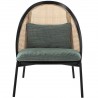 fauteuil Loïe - frêne peint en noir + tissu Raas couleur 942, dossier canné