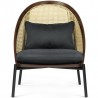 Loïe lounge chair - dark walnut stained ash, Divina 3 fabric colour 181, woven cane backrest