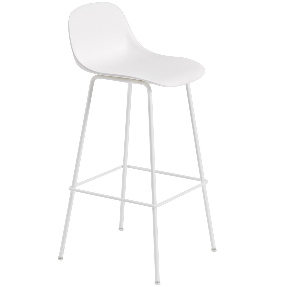natural white / white - Fiber bar stool - tube base with backrest