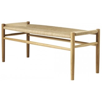 matt lacquered oak + natural paper cord - J163 table bench