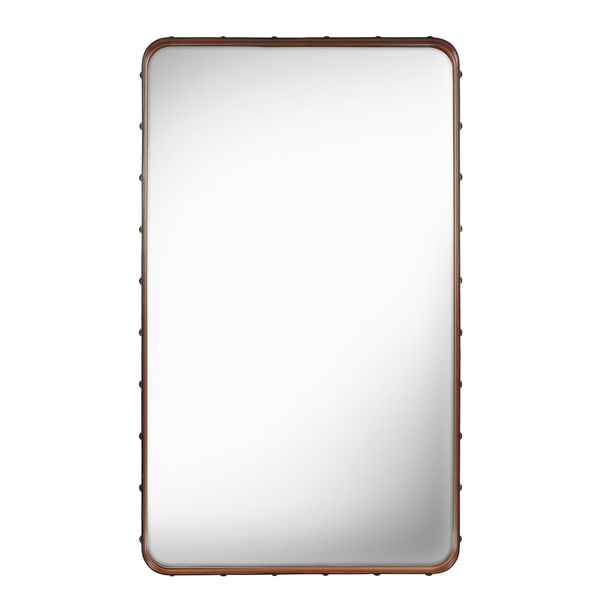 115x65cm - Tan Leather - Adnet rectangular mirror