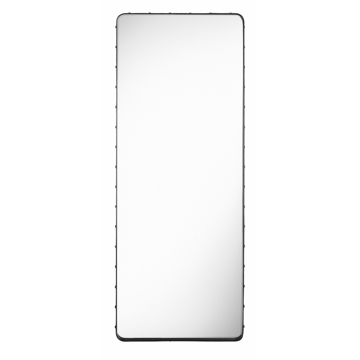 180x70cm - black leather - Adnet rectangular mirror